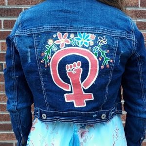 Handpainted Cropped Denim Jacket